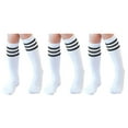 thumbnail image 1 of Alvage Toddler Soccer Three Stripes Cotton Socks, Black Strips, 3 Pack, 1 of 4