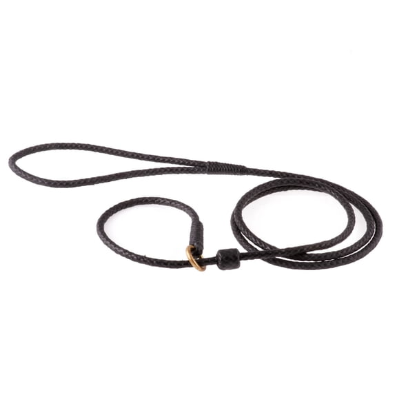 Alvalley Braided Leather Dog Leashes with Stopper - Pet Slip Leads for Dogs - Soft Gentle Leash - Adjustable for Small, Medium, Large & Extra Large Dogs (Black, 4ft Long, 3/16in Thick)