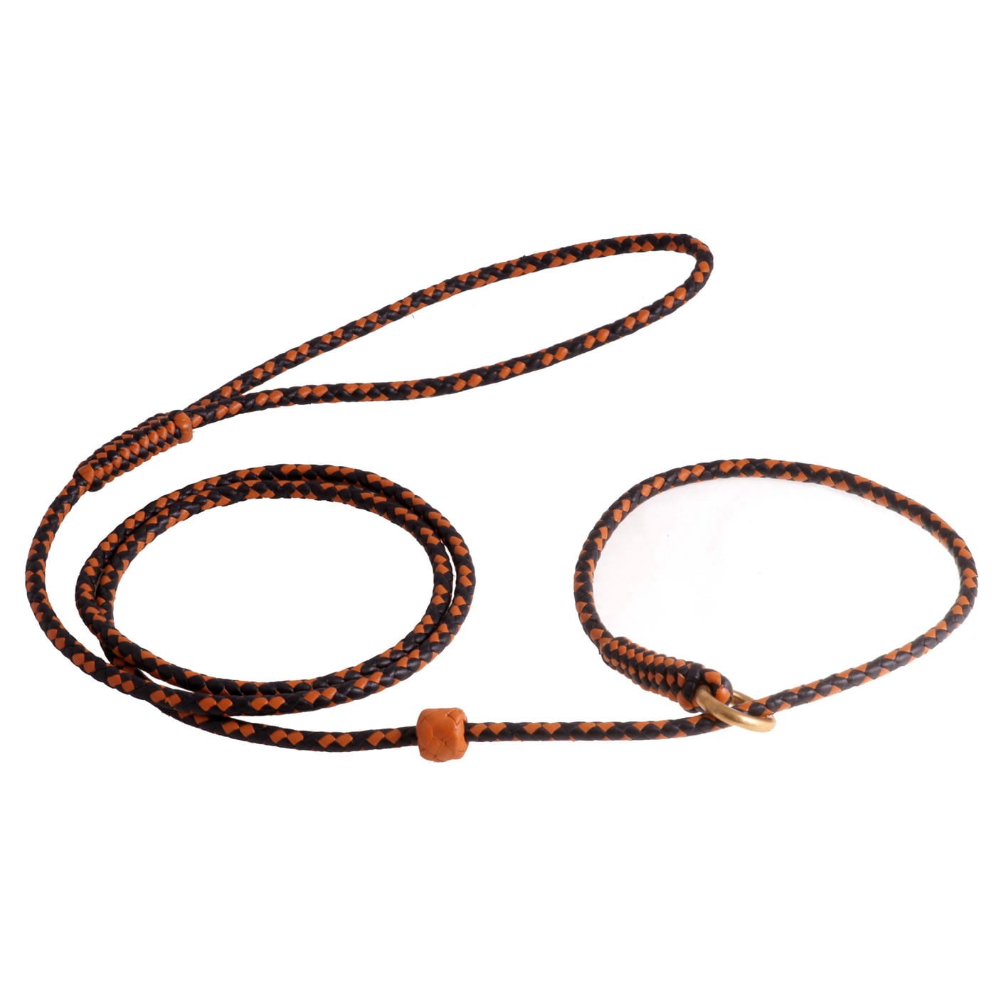 Alvalley Braided Leather Dog Leashes with Stopper - Pet Slip Leads for Dogs - Soft Gentle Leash - Adjustable for Small, Medium, Large & Extra Large Dogs (Black and Tan, 4ft Long, 1/8in Thick)