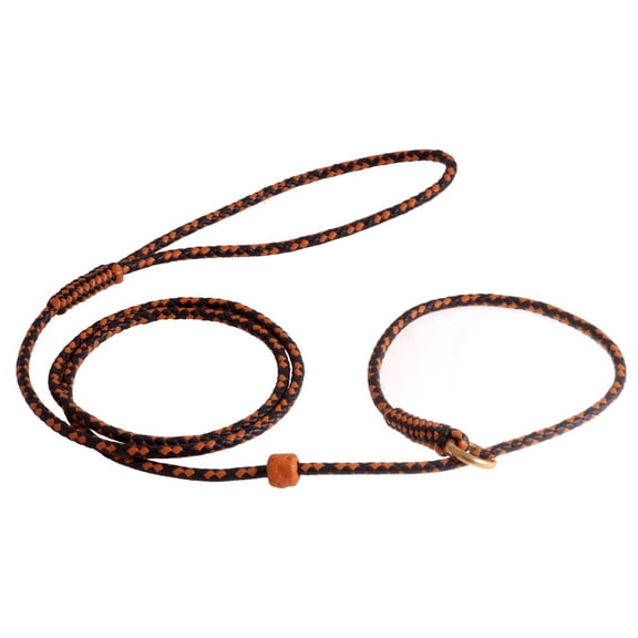 Alvalley Braided Leather Dog Leashes with Stopper - Pet Slip Leads for Dogs - Soft Gentle Leash - Adjustable for Small, Medium, Large & Extra Large Dogs (Black and Tan, 6ft Long, 1/8in Thick)