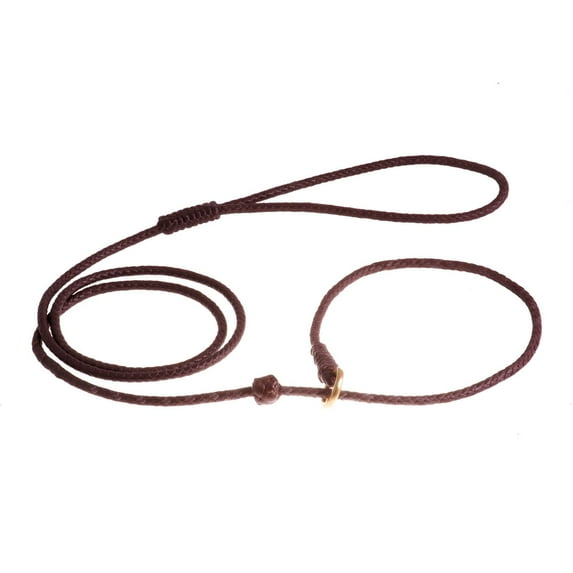 Alvalley Braided Leather Dog Leashes with Stopper - Pet Slip Leads for Dogs - Soft Gentle Leash - Adjustable for Small, Medium, Large & Extra Large Dogs (Brown, 6ft Long, 3/16in Thick)