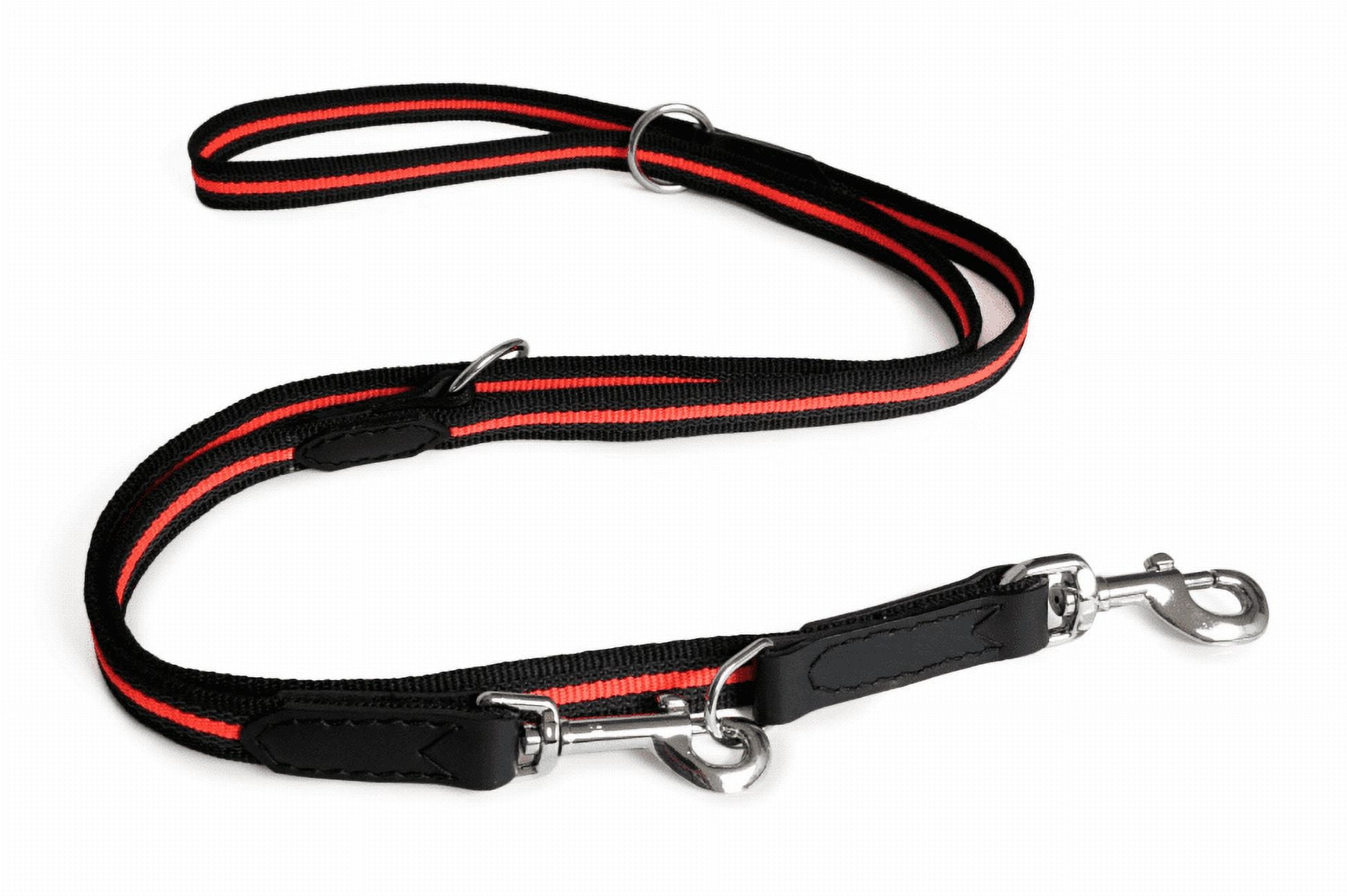 Alvalley Reflective Anti-Slip Multi Use Snap Hands Free Dog Training Leash - Durable, Strong Nylon Webbing with Leather Dog Leash for Training & Walking (Black, 6.5 ft Long with 19 mm Thickness)