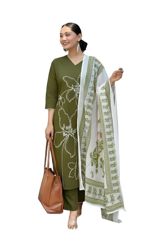 Women's Silk Kurta and Pant with Dupatta Set - Indian Ethnic Traditional Wear Kurta Set