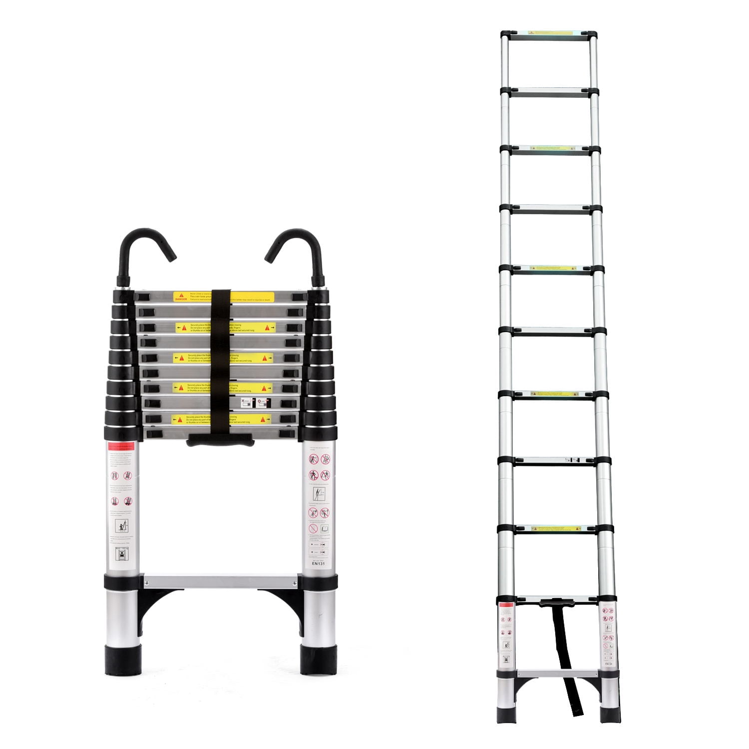 Alvantor 10.5FT Telescoping Ladder, Aluminum Collapsible Extension Ladder with Hook, Multi-Purpose Collapsible Compact Ladder for Home, RV