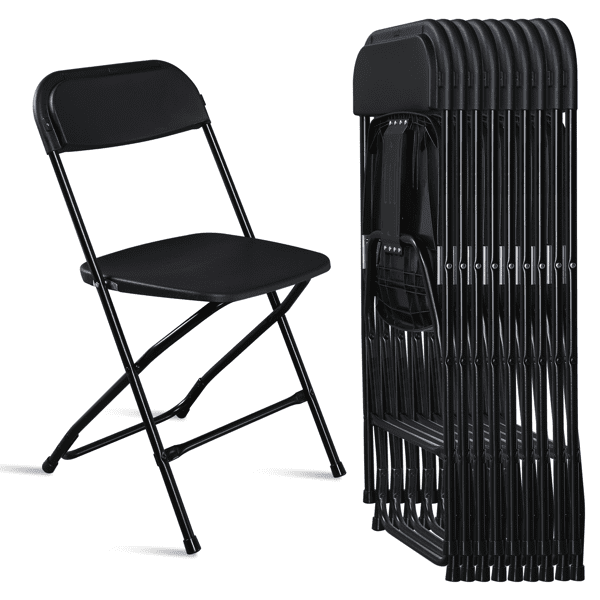 Alvantor 10 Pack Plastic Folding Chairs with Steel Frame, 350 lb Capacity, Black