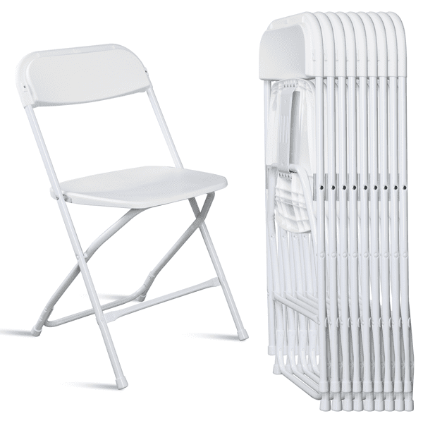 Alvantor 10 Pack Plastic Folding Chairs with Steel Frame, 350 lb Capacity, White