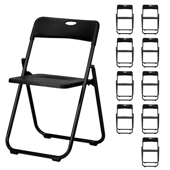 Alvantor 10 Pack Stackable Plastic Folding Chairs, Iron Frame, 280 lb Capacity for Parties, Weddings and Events, Black