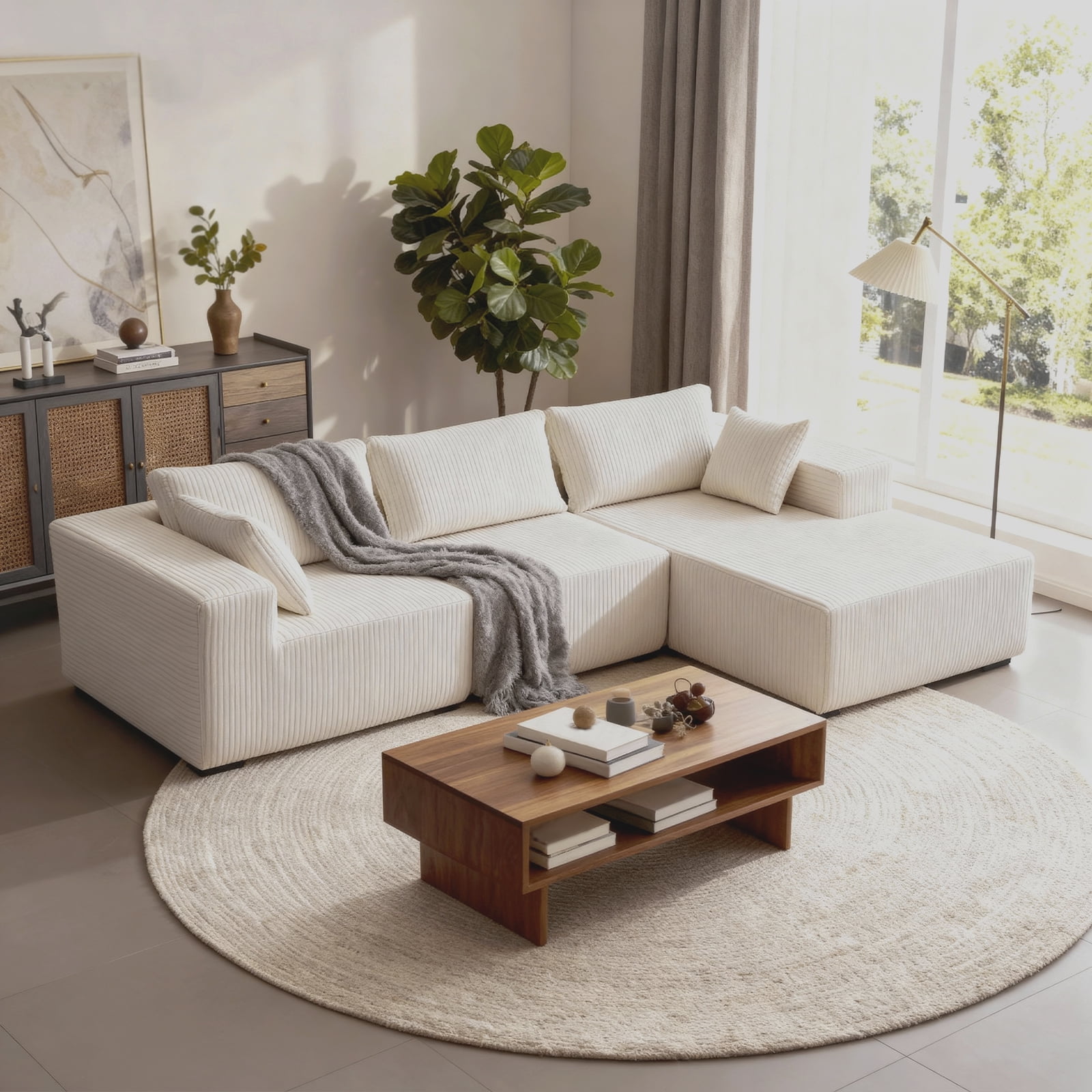 Alvantor 108-inch Modular L-Shaped Sofa with Lounge Chair, Boneless ...