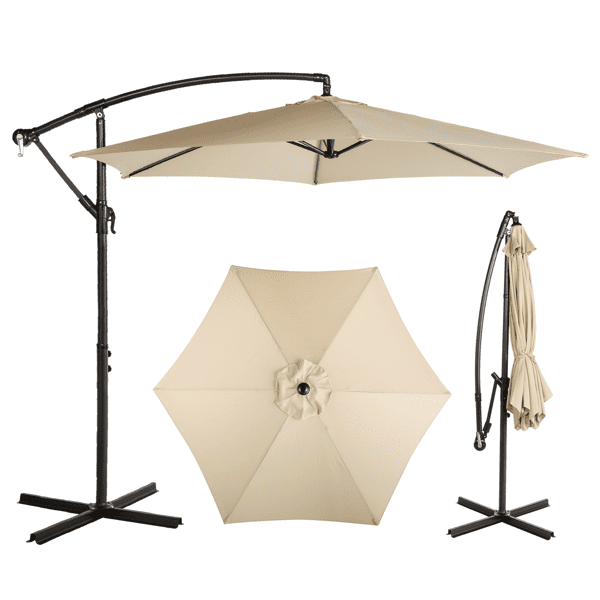 Alvantor 10FT Offset Patio Umbrella Cantilever Banana Umbrella with Crank Tilt Cross Base Khaki