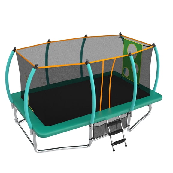 Alvantor 10X16 Ft Trampoline Rectangler, Outdoor Square Trampolines with Enclosure Net Green