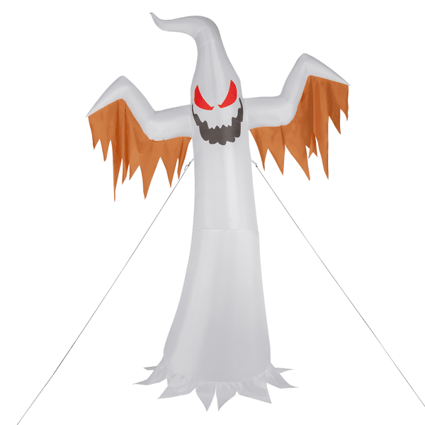 Alvantor 11.8 ft Giant Ghost Halloween Inflatable with 4 Built-in Lights and Flashing Red Eyes, White