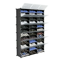 Alvantor 12-Tier 72-Pair Shoe Rack Organizer, 36 Grids Expandable Storage Cabinet Tower Shelf for Heels Boots Slippers, Black