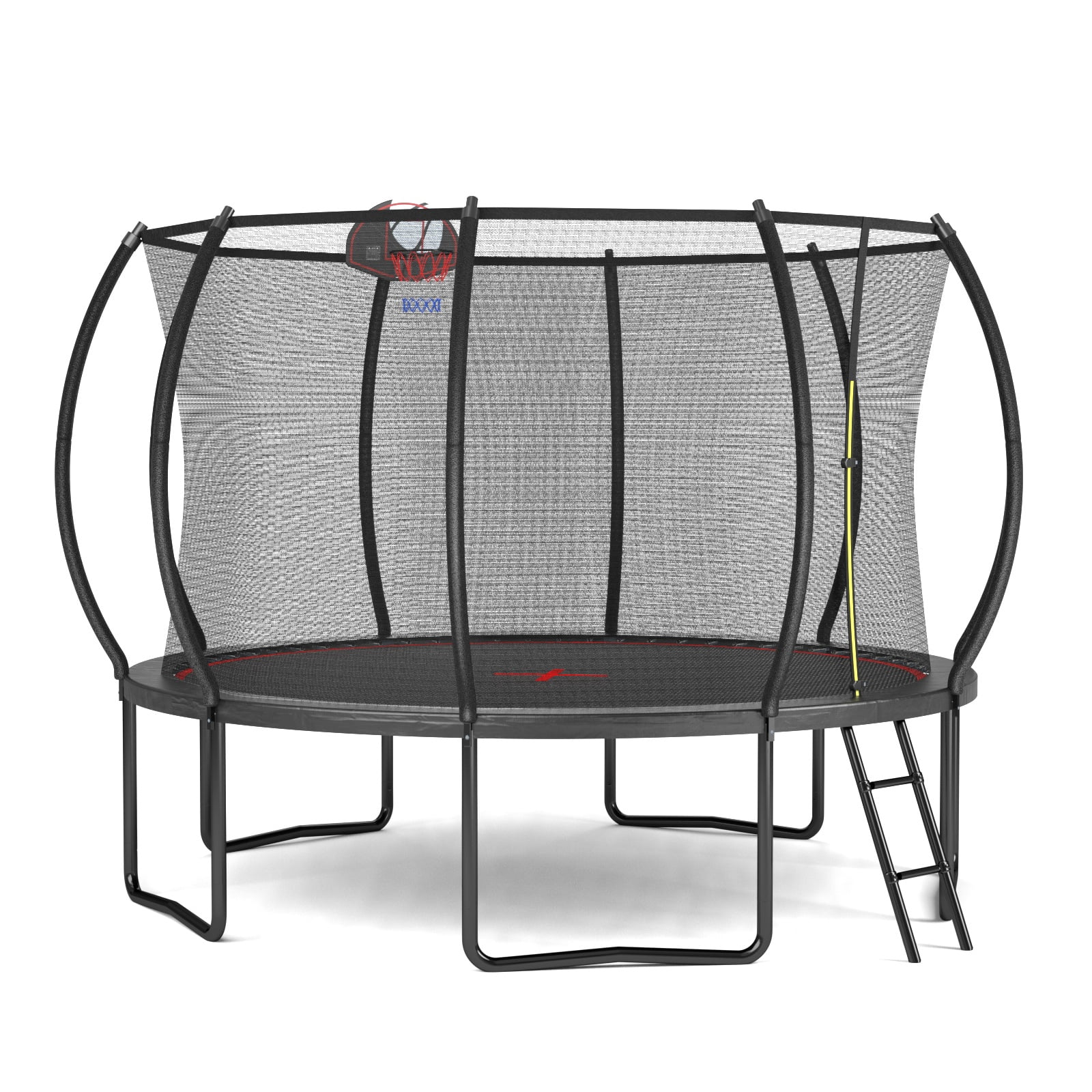 Alvantor 12Ft Trampoline for Kids, Pumpkin Trampoline with Basketball Hoop,Outdoor Trampolines for Yard Black