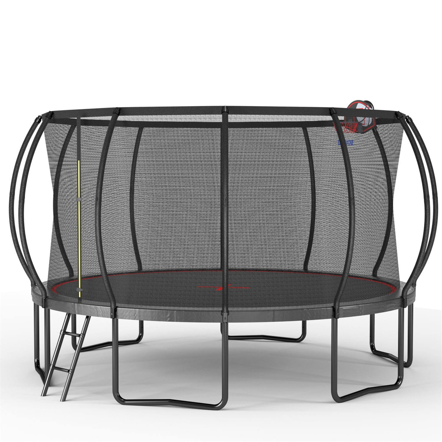 Alvantor 14Ft Trampoline for Kids & Adults, Pumpkin Trampoline with Enclosure Net and Ladder for Backyard Black Red