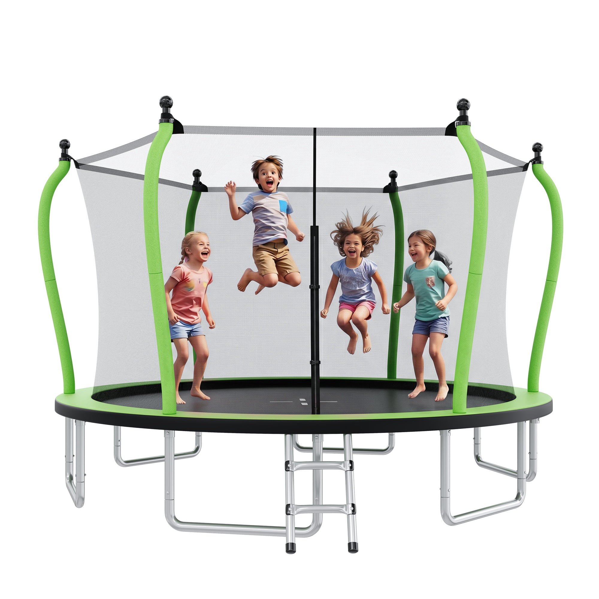 Alvantor 14Ft Trampoline for Kids & Adults, Pumpkin Trampoline with Enclosure Net and Ladder for Backyard Green