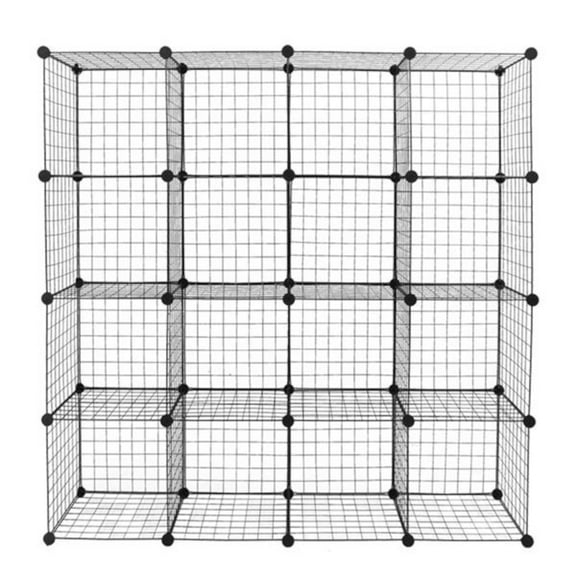 Alvantor Modular 16-Cube Storage Organizer Shelves, Black, 47 x 14 x 57 Inches