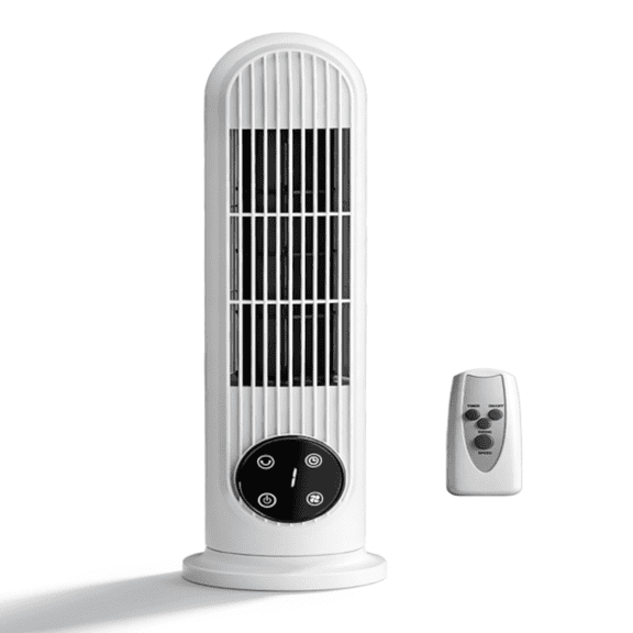 Alvantor 16-Inch Mini Tower Fan, Floor or Wall Mount, Touch Control, Remote, 3 Speeds, Oscillation, 9-Hour Timer, White