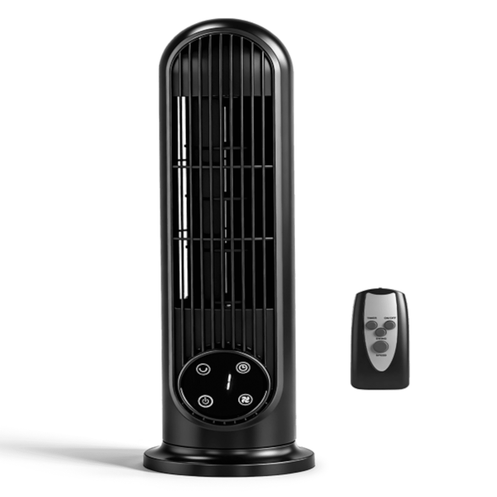 Alvantor 16-Inch Mini Tower Fan with Remote, 3 Speeds, Oscillation, 9-Hour Timer, Floor or Wall Mount, Black