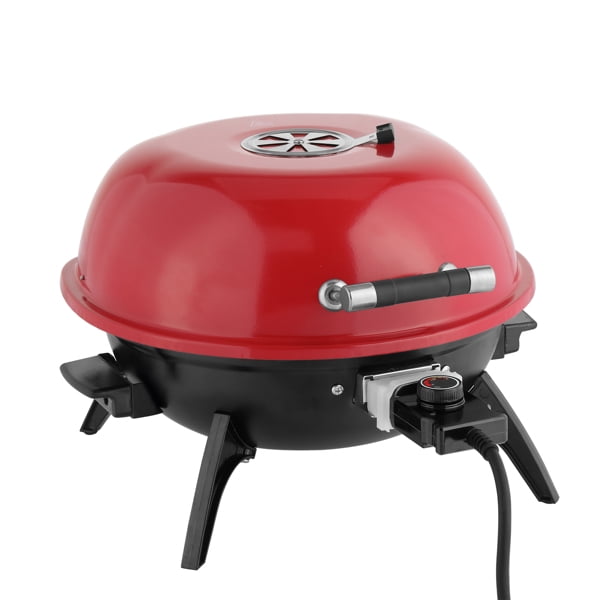 Alvantor 1600W Portable Electric BBQ Grill, Countertop Indoor Outdoor Grill with Warming Rack, Red