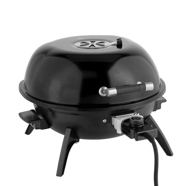 Alvantor 1600W Portable Electric BBQ Grill, Indoor Outdoor Countertop Grill with Warming Rack, Black