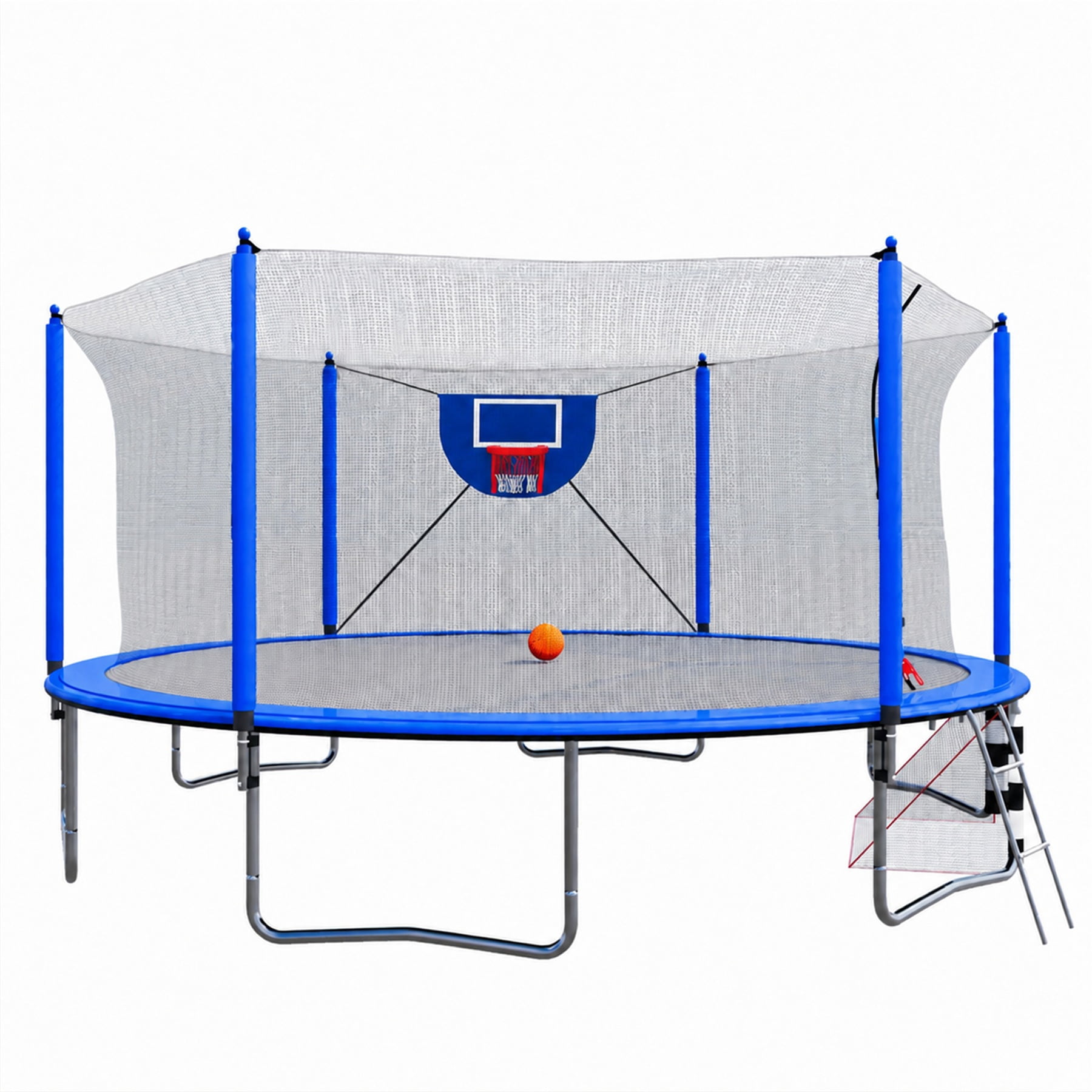 Alvantor 16Ft Trampoline for Kids & Adults, Round Trampoline with Enclosure Net,Basketball Hoop,Soccer Goal and Ladder for Backyard Blue