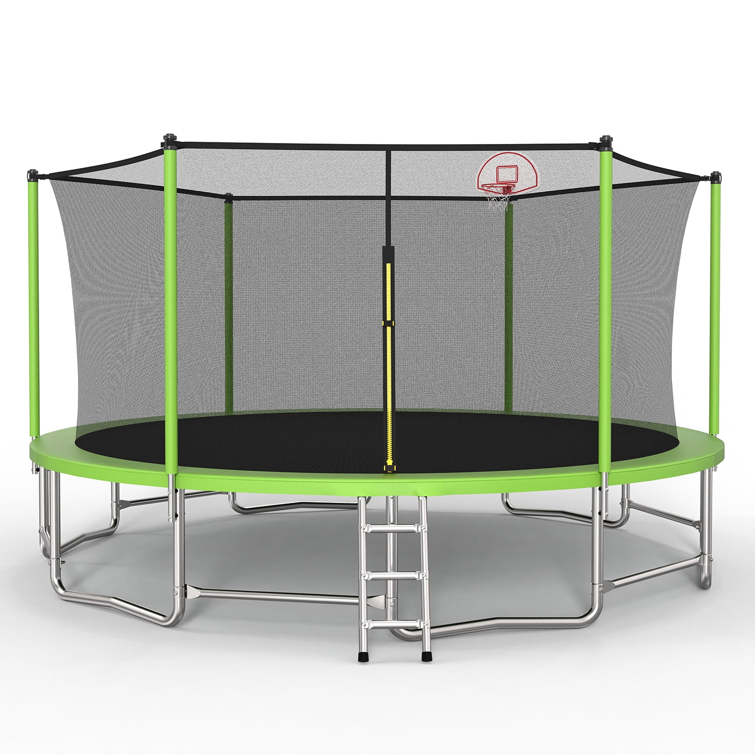 Alvantor 16Ft Trampoline for Kids & Adults, Upgrad Trampolines with Enclosure Net and Basketball Hoop for Backyard Green