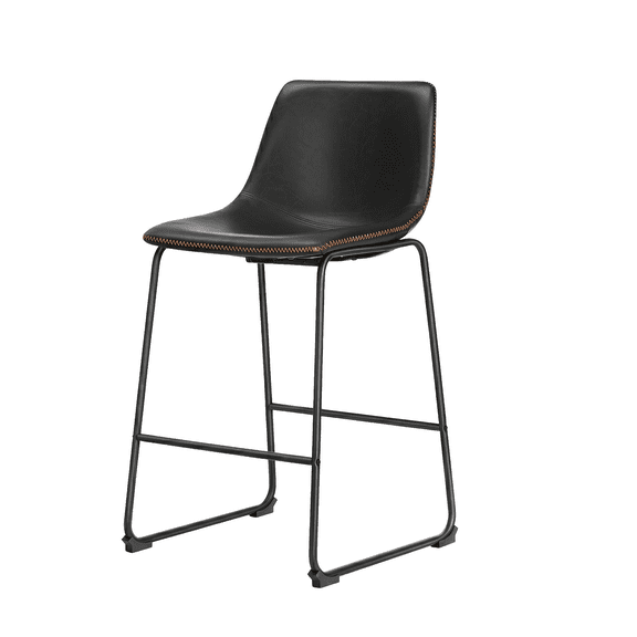 Alvantor 18"/30" Bar Stools Set of 2, Counter Height Bar Stools with Back, Modern PU Leather Stools with Metal Leg and Footrest, Bar Chairs for Kitchen lsland