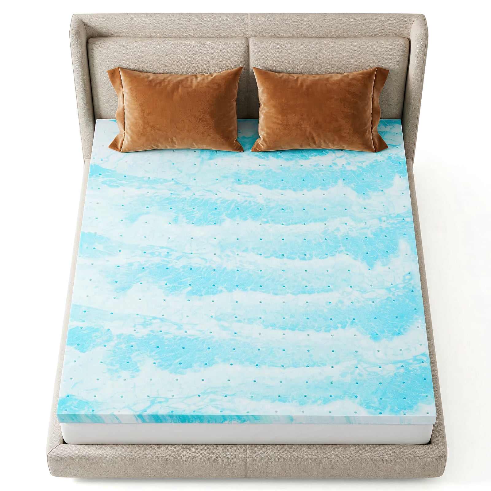 Alvantor 2/3 Inch Cooling Gel Memory Foam Mattress Topper for Back Pain Relief,3 Inches,Twin