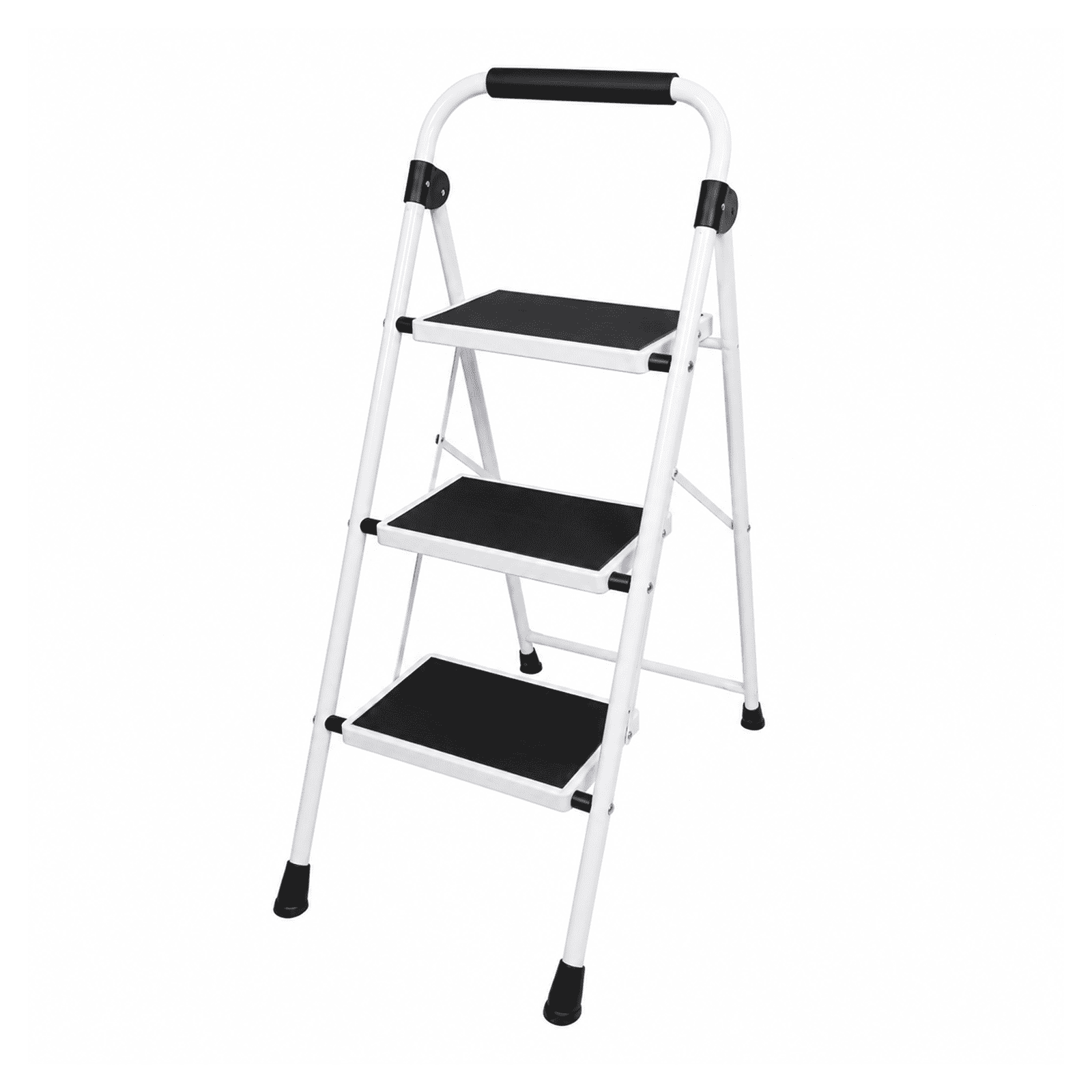 Alvantor 2/3-Layer Steel Step Ladder with Handrail and Wide Anti-Slip Pedals, Space-Saving, Portable for Home and Office Use