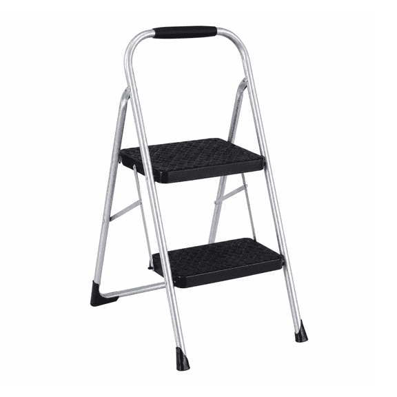 Alvantor Steel Folding Step Ladder with Handrail, 2 and 3-Layer Folding Step Stool with Wide Anti-Slip Pedals
