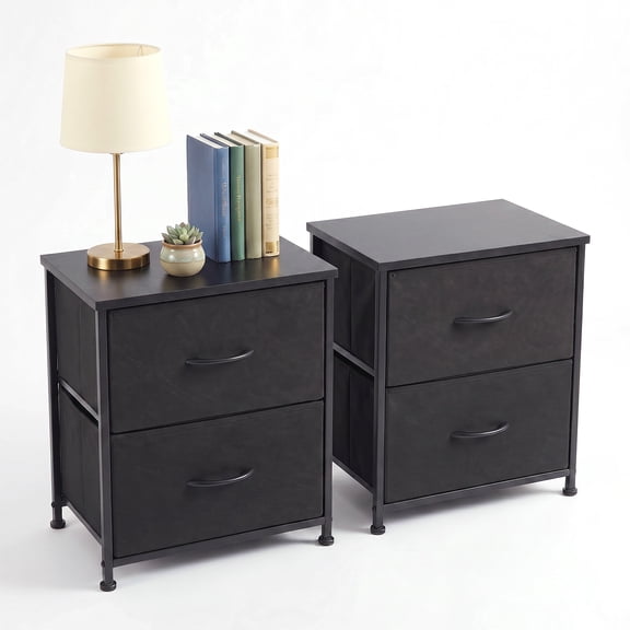 Alvantor 2/4-Drawer Dresser with Metal Frame & Wood Top, Fabric Storage Organizer, Black/Gray/Brown/White