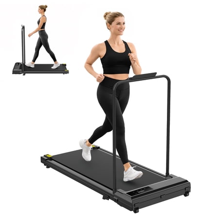 Alvantor 2.5HP Walking Pad Treadmill, Manual Incline Under Desk Treadmill with Shock Absorption for Small Apartments, Black