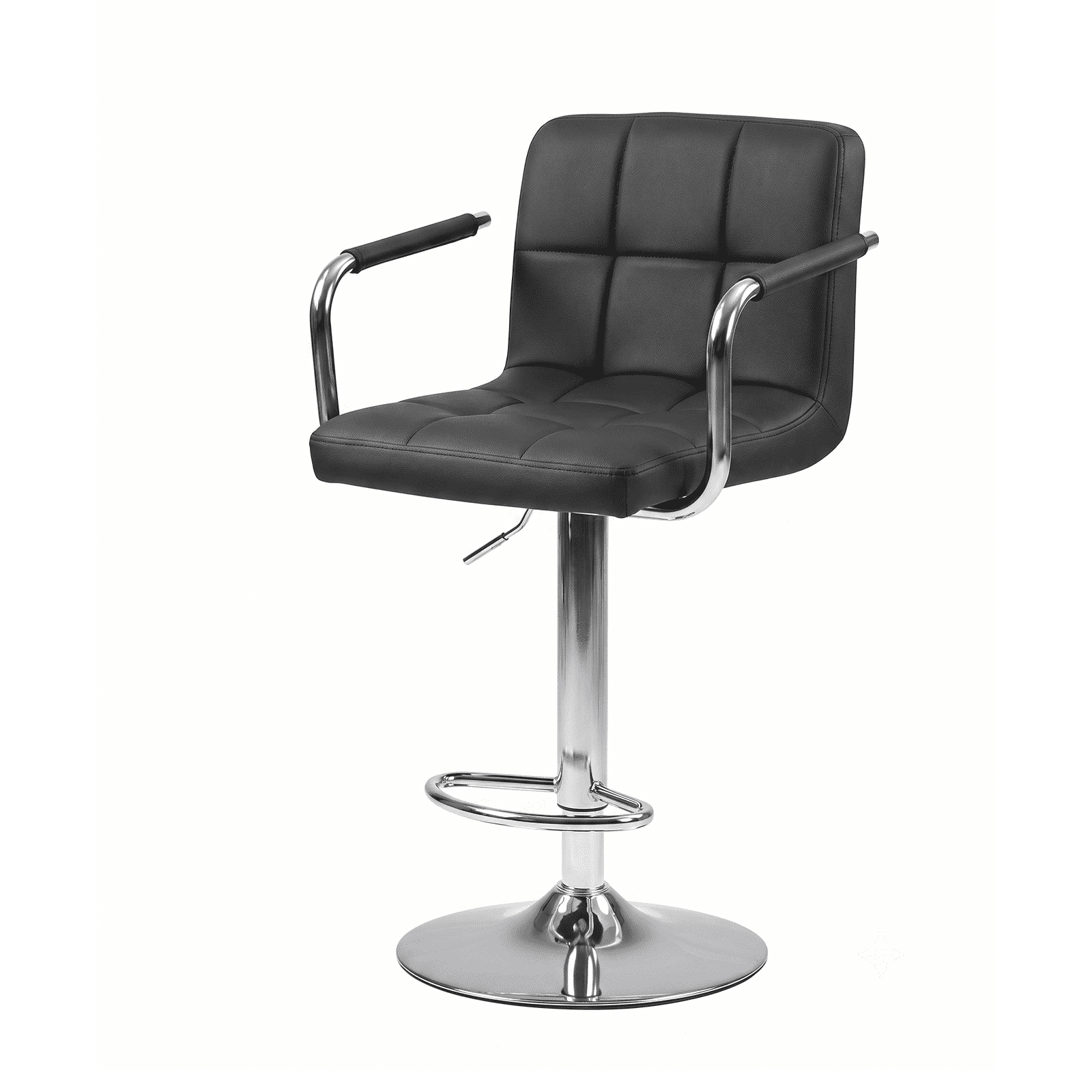 Alvantor 2-Pack Bar Stools, PU Leather Height Adjustable Swivel/ Arms Barstools, Hydraulic Kitchen Counter Height Bar Chairs, Made of Waterproof Polyurethane Leather Material
