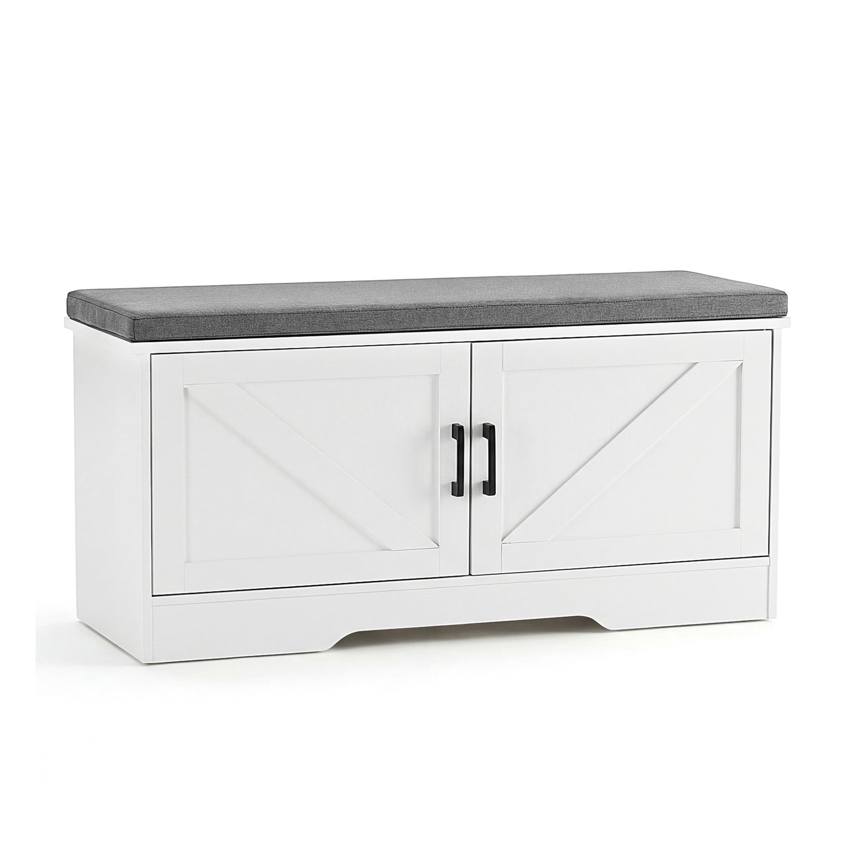 Alvantor 2-Tier Wooden Shoe Storage Cabinet with Padded Cushion and Adjustable Shelves