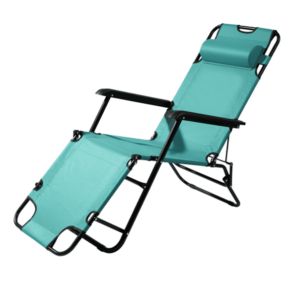 Alvantor 2-in-1 Folding Lounge Chair with Adjustable Recline, Pillow and Armrests, Green