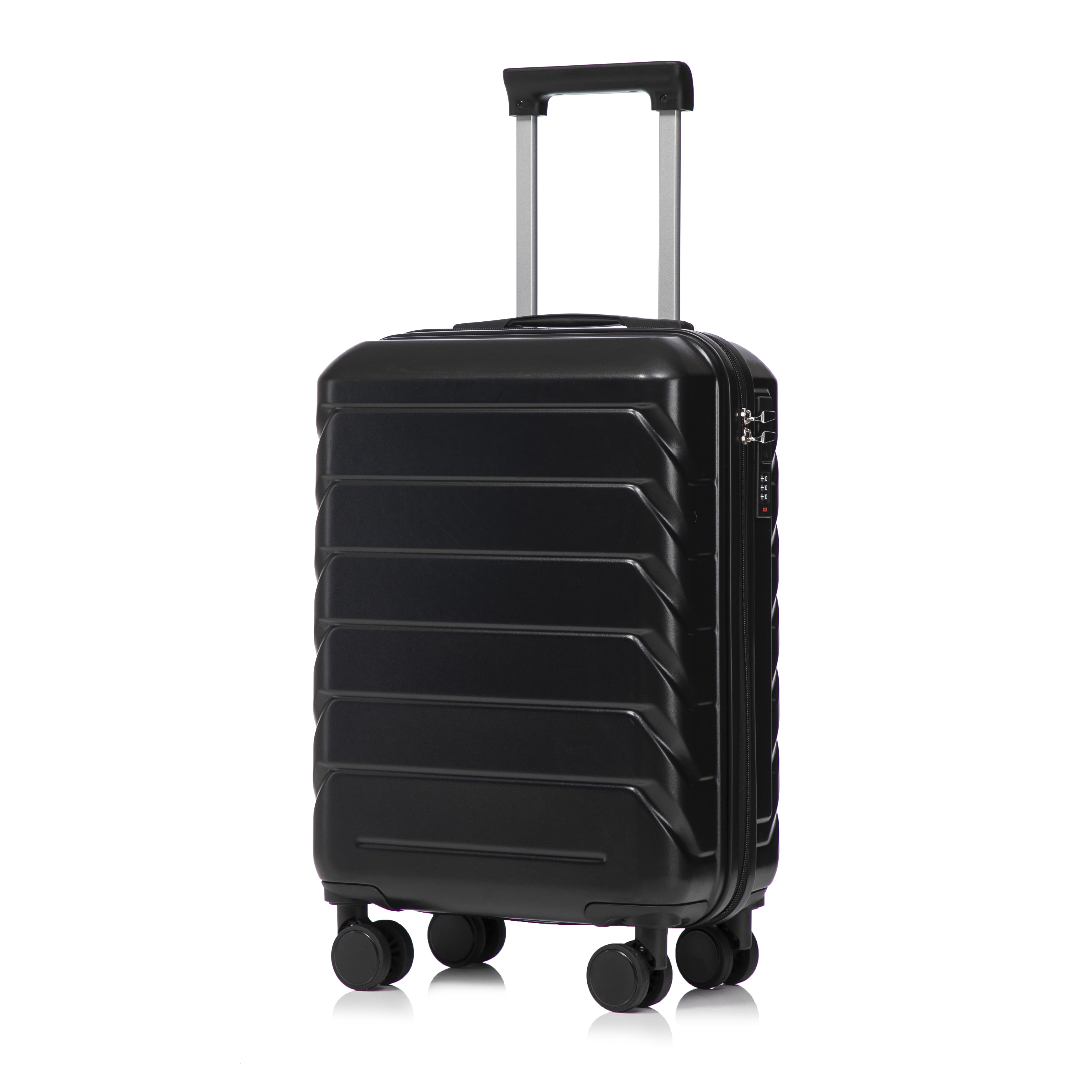 Alvantor 20inch Luggage, ABS Scratch Resistant Checked Suitcase with 4 Spinner Wheels and Lock, Black