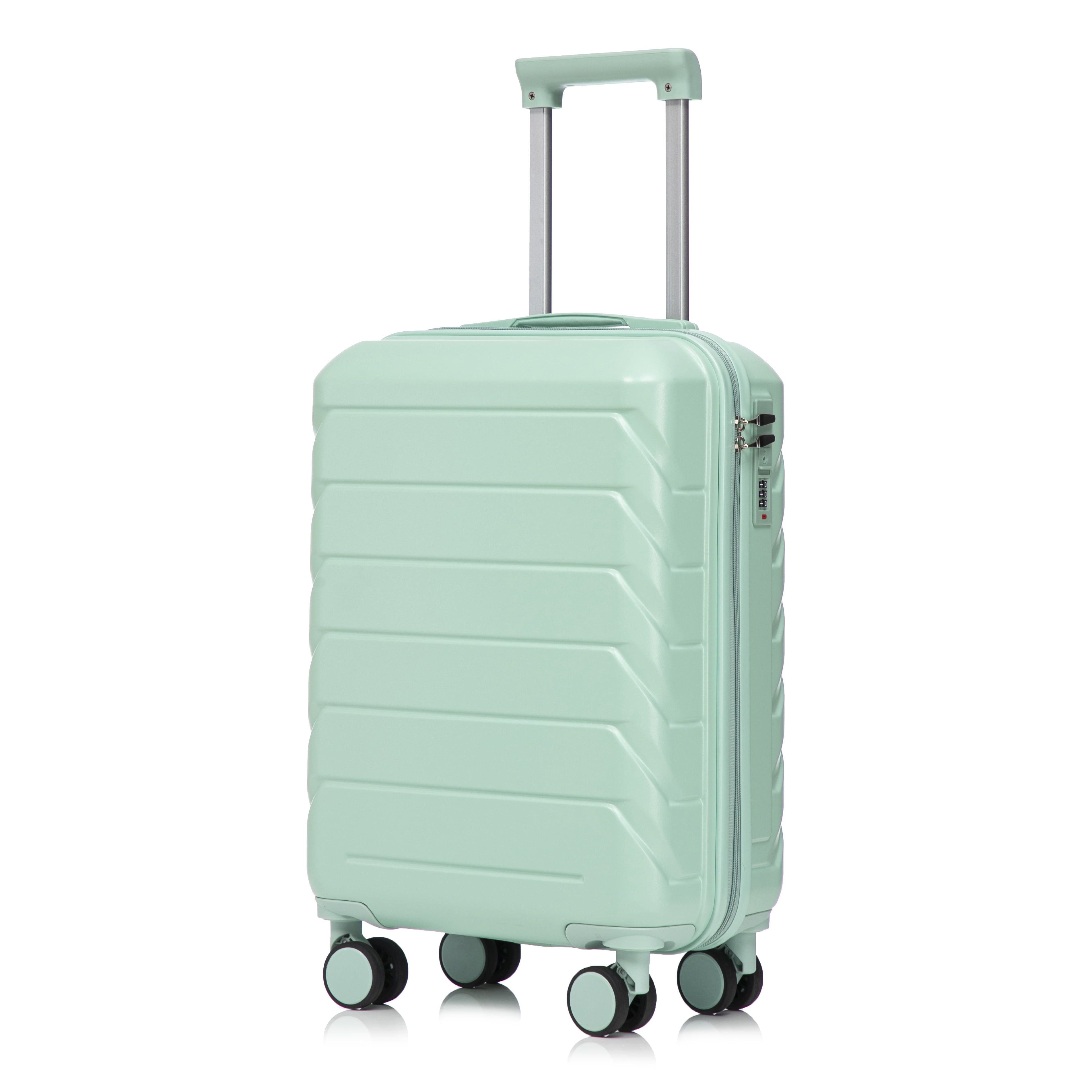 Alvantor 20inch Luggage, ABS Scratch Resistant Checked Suitcase with 4 Spinner Wheels and Lock, Mint Green