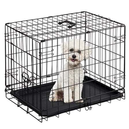 Alvantor 24/30 Inch Dog Crate, Black - Durable Metal Puppy Cage with Removable Tray, Collapsible Kennel for Small Medium Dogs, Easy Clean
