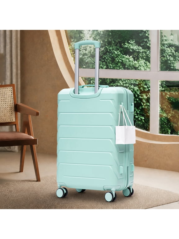 28" ABS Hardside Checked Luggage Large Suitcase with Spinner Wheels, Mint Green