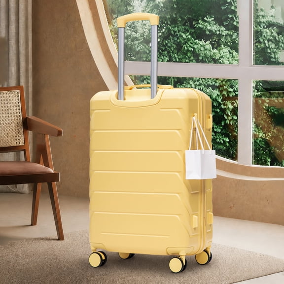 Alvantor 28" ABS Hardside Checked Luggage Large Suitcase with Spinner Wheels, Yellow