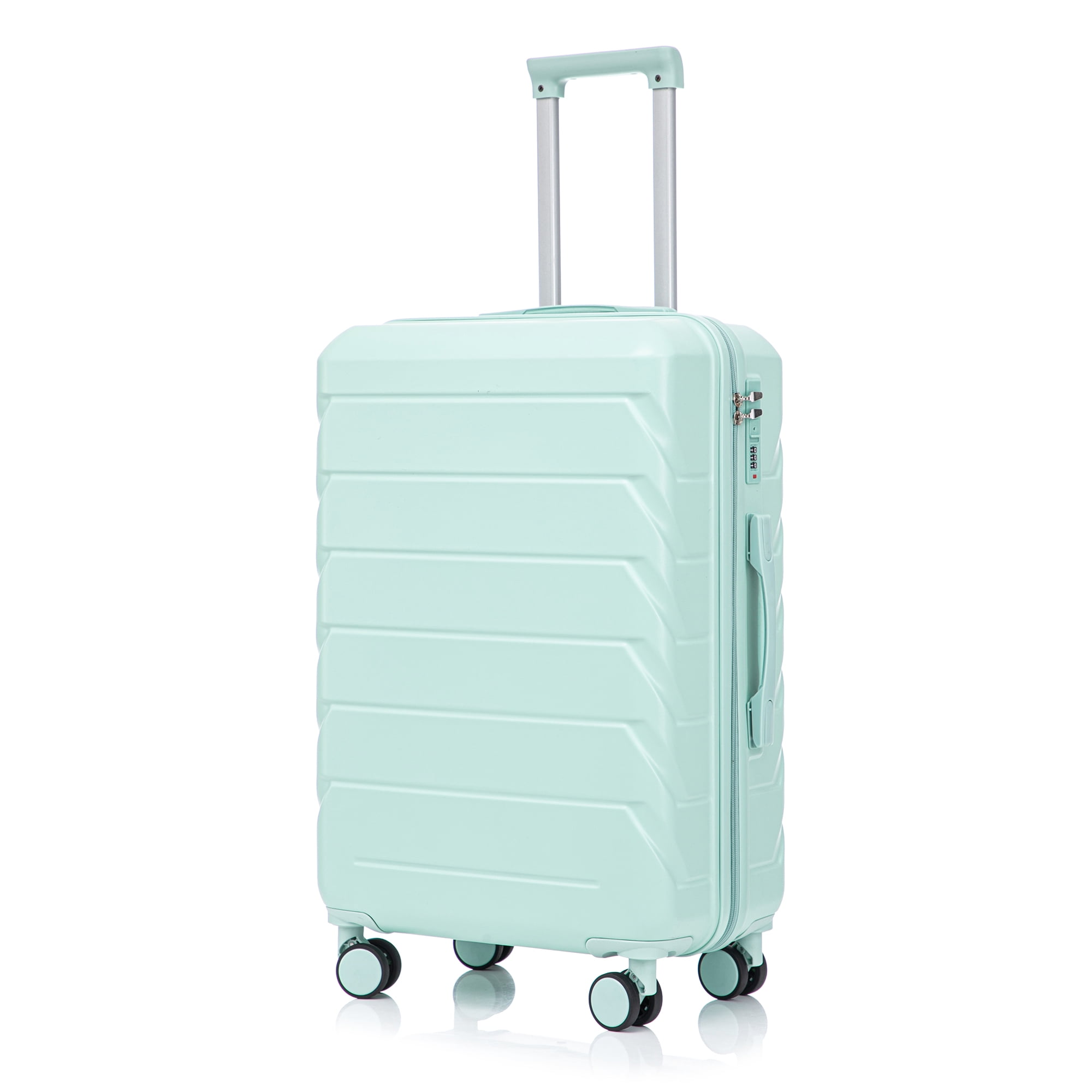 Alvantor 28inch Luggage, ABS Checked Suitcase with 4 Spinner Wheels and Side Hooks, Mint Green