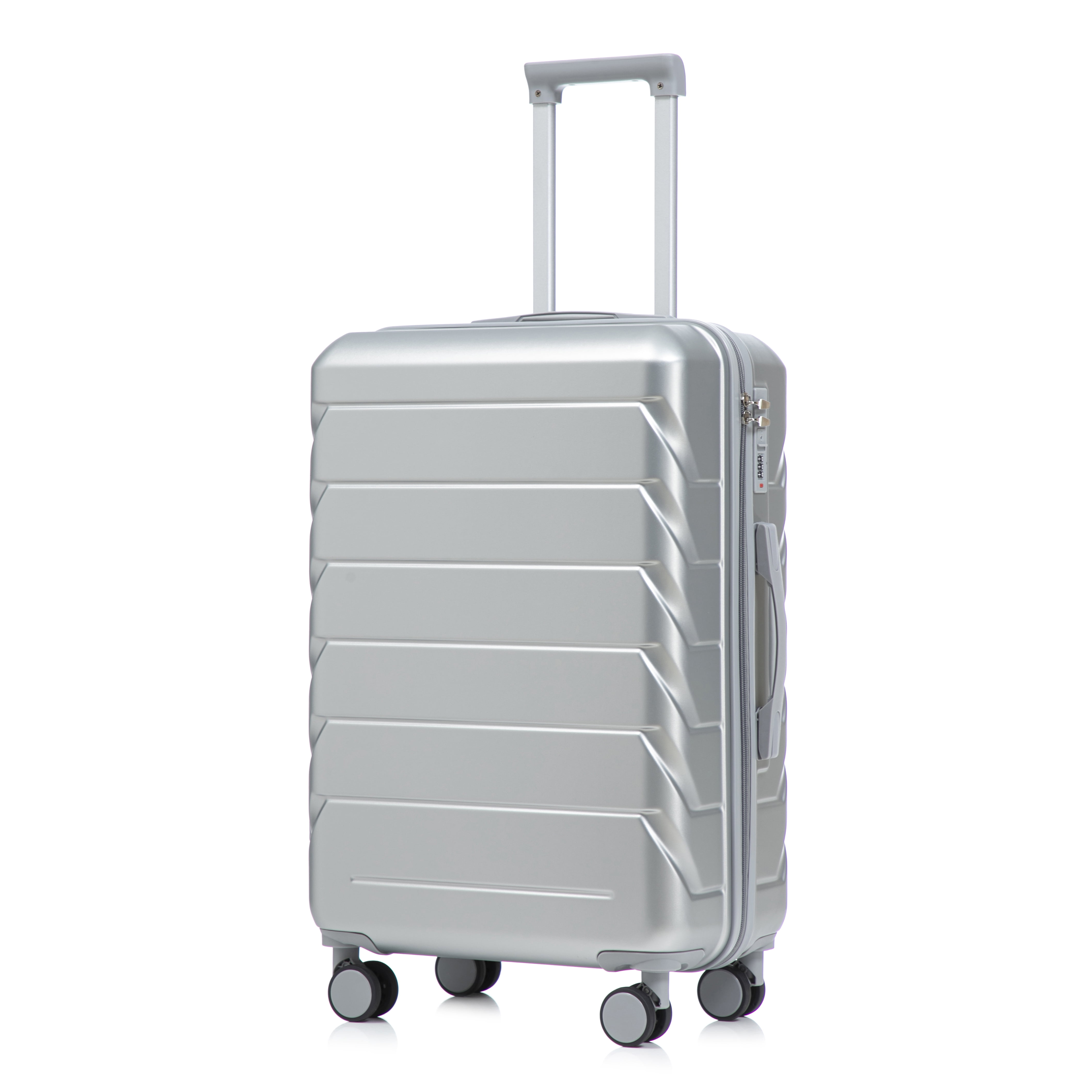 Alvantor 28inch Luggage, ABS Checked Suitcase with 4 Spinner Wheels and Side Hooks, Silver