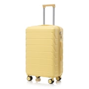 Alvantor 28inch Luggage, ABS Checked Suitcase with 4 Spinner Wheels and Side Hooks, Yellow