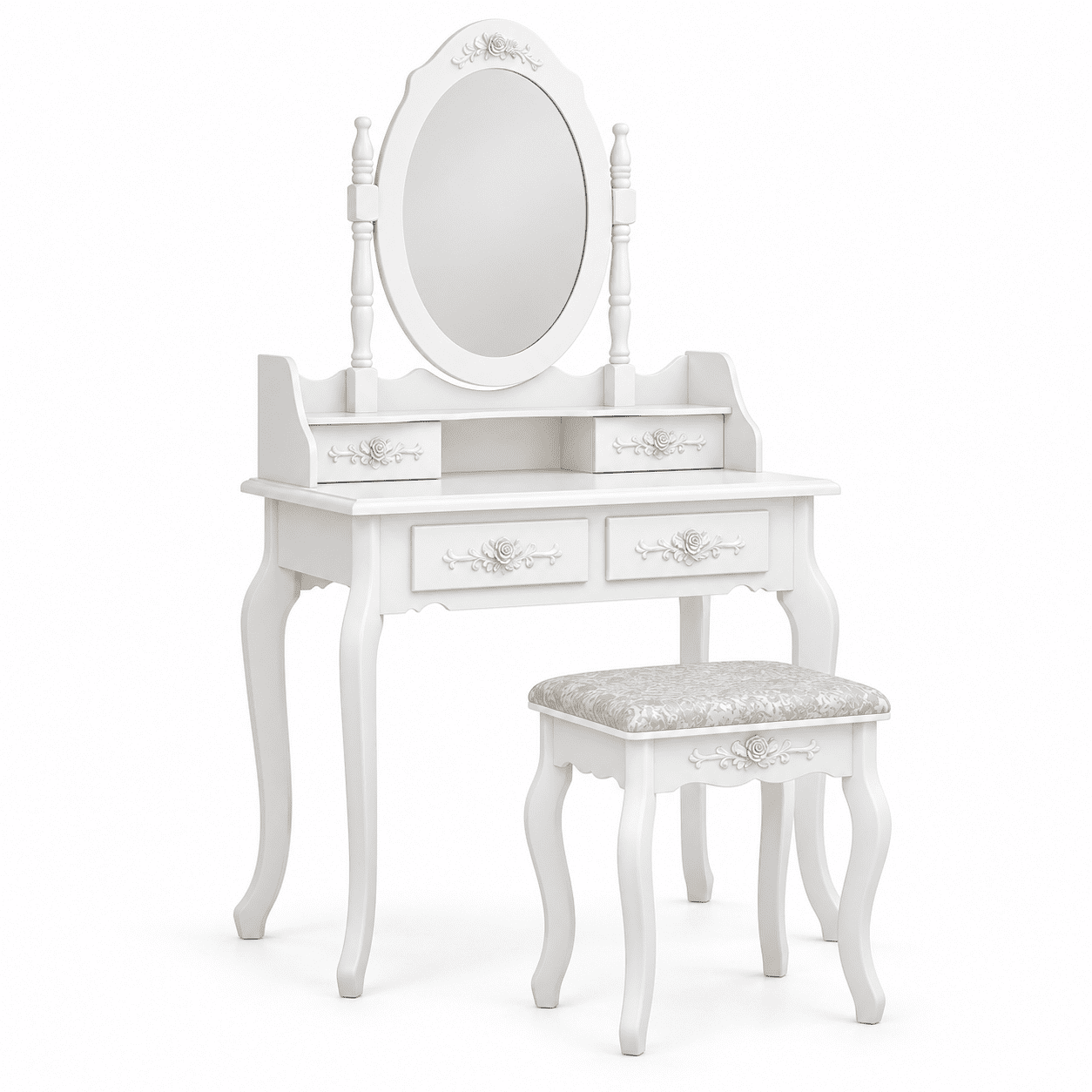 Alvantor 29.52 inch Makeup Vanity Set with 4 Drawers, 360°Rotating ...