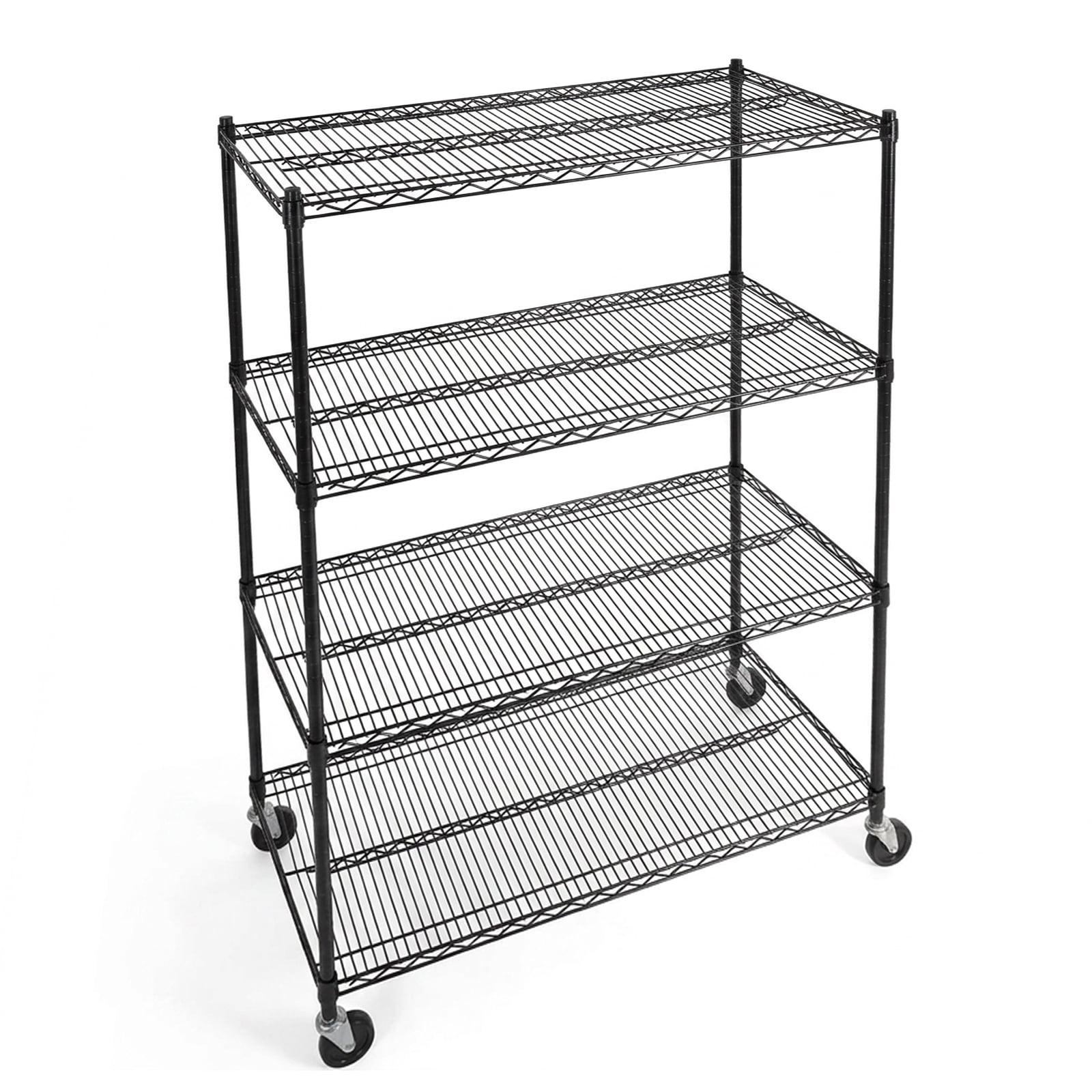 Alvantor 3/4/5 Tier Heavy Duty Adjustable Metal Shelf with Wheels, No-Tool Assembly, Suitable for Garages, Kitchens, Storage Rooms, Laundry Rooms and Offices