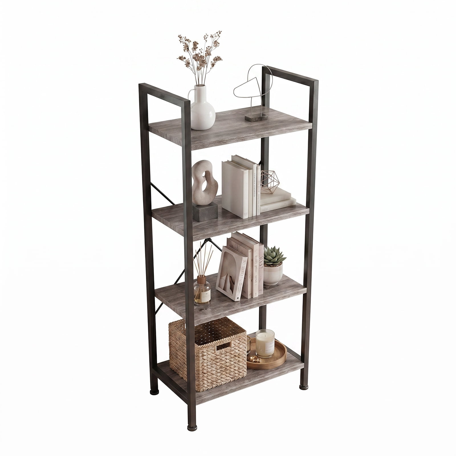 Alvantor 3/4-Tier Industrial Bookshelf, Narrow Storage Rack classical-style shelves for living rooms, homes, and offices