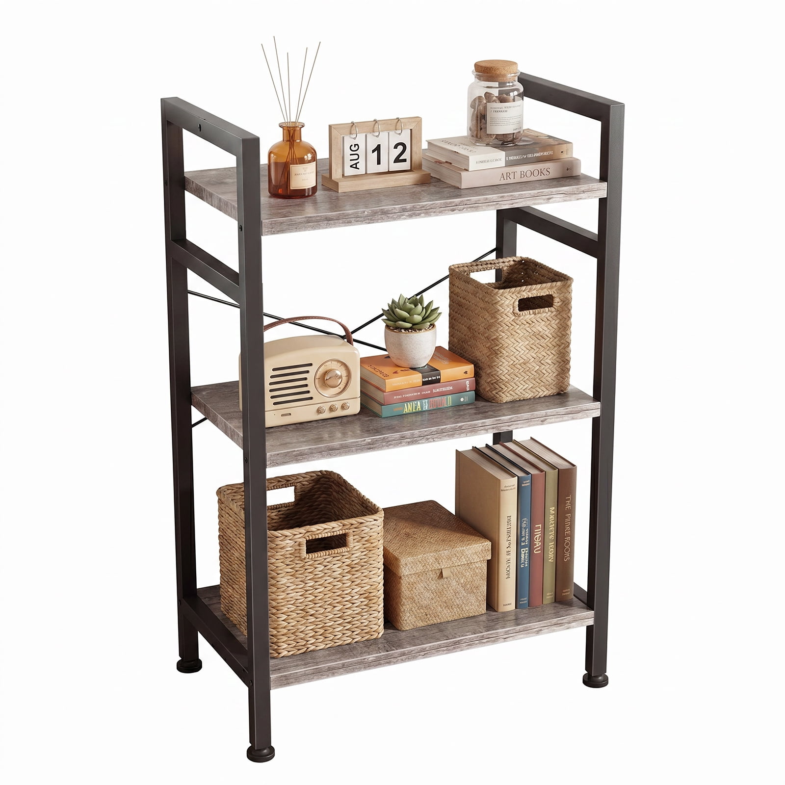 Alvantor 3/4-Tier Industrial Bookshelf, Narrow Storage Rack classical-style shelves for living rooms, homes, and offices