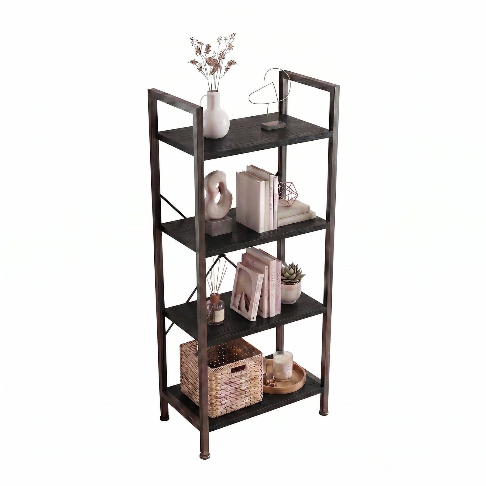 Alvantor 3/4-Tier Industrial Bookshelf, Narrow Storage Rack classical-style shelves for living rooms, homes, and offices