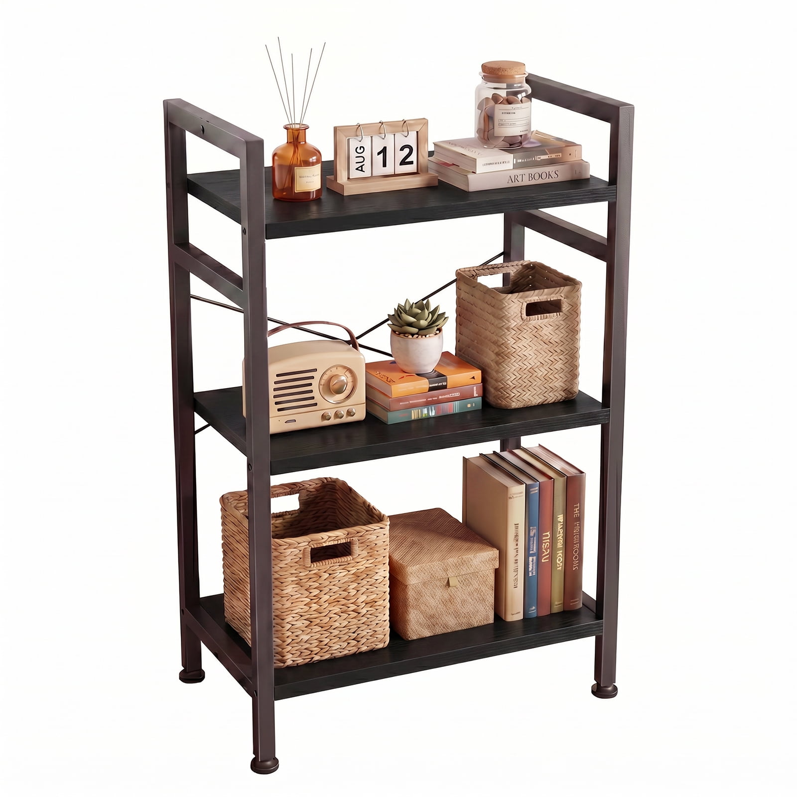 Alvantor 3/4-Tier Industrial Bookshelf, Narrow Storage Rack classical-style shelves for living rooms, homes, and offices
