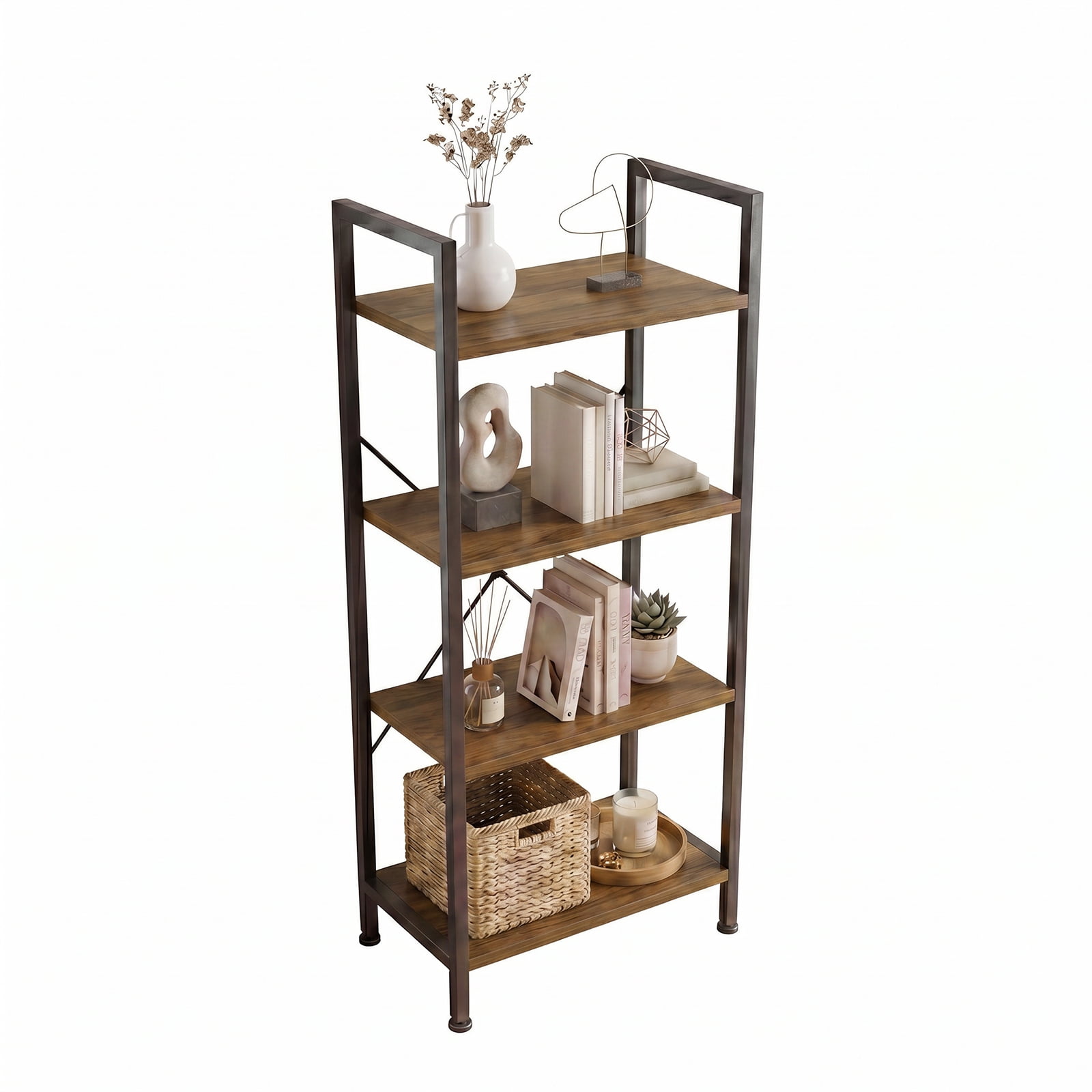 Alvantor 3/4-Tier Industrial Bookshelf, Narrow Storage Rack classical-style shelves for living rooms, homes, and offices